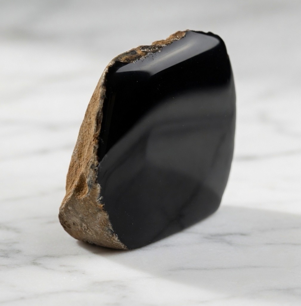 Natural Black Agate Freeform Polished Crystal Specimen Made in Brazil 3.5x1x2"